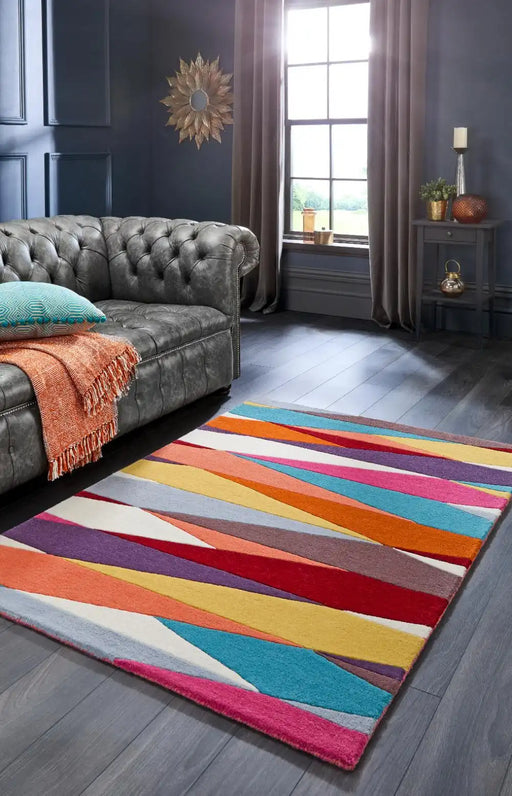 Origins shard brights multi Multicoloured Living Room Wool Rug.