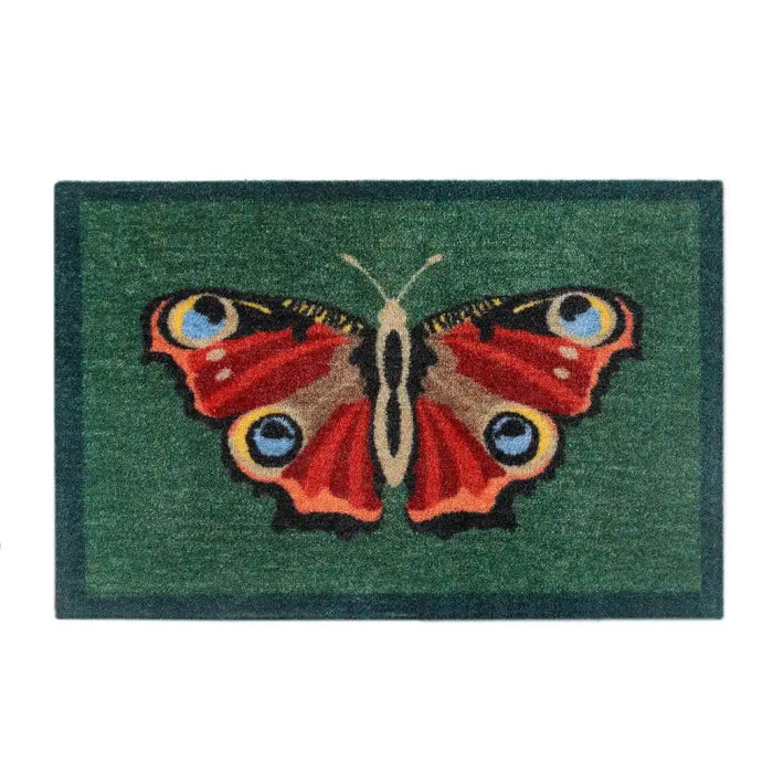 My Mats nylon indoor my butterfly Brown, Green, Multicoloured Kitchen  Washable Rug.