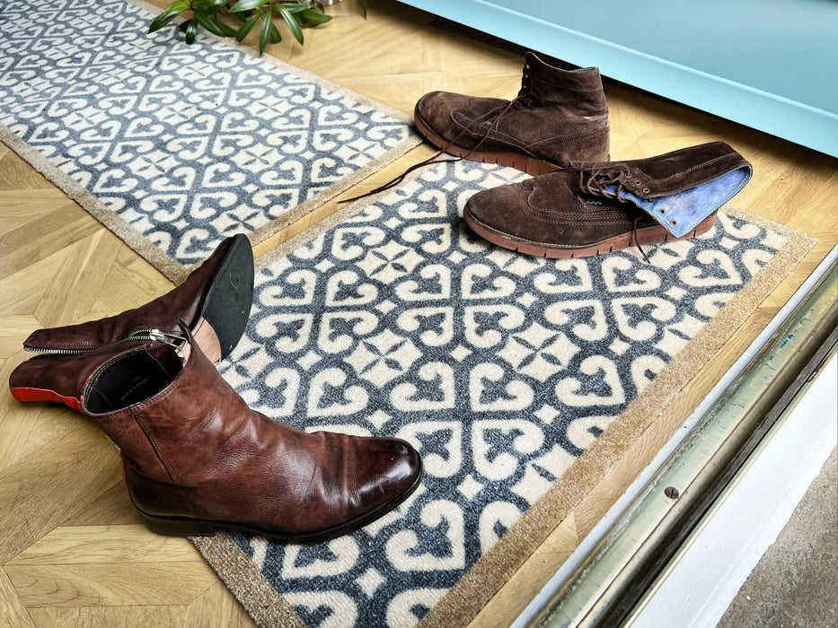 My Mats nylon indoor my harlequin tile blue Blue, Ivory Kitchen  Washable Rug.
