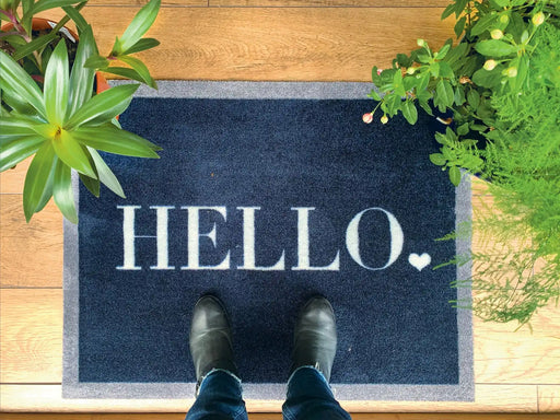 My Mats nylon indoor my hello Blue, Navy Kitchen  Washable Rug.