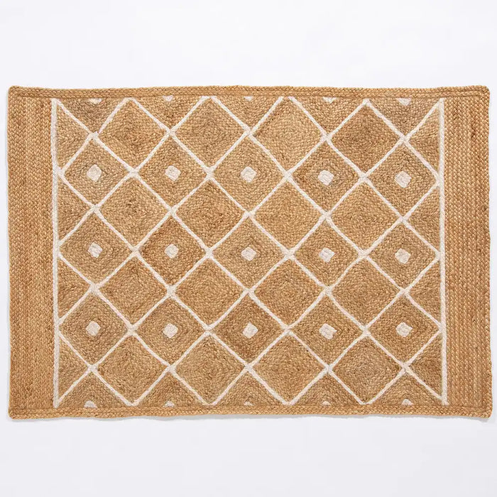 Esselle prestbury natural diamond Beige, Ivory Living Room Natural Fibre Rug.