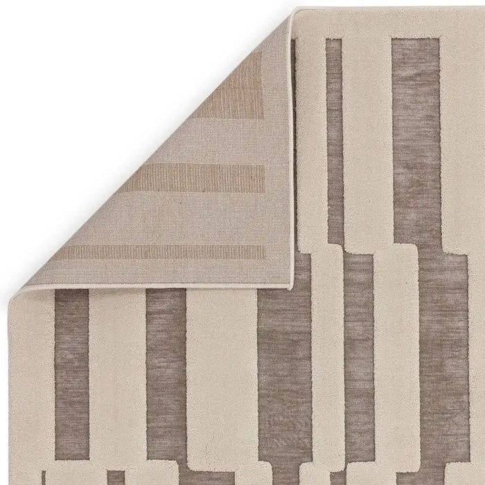 Asiatic valley natural ivory tile Beige, Ivory Living Room Geometric Rug.