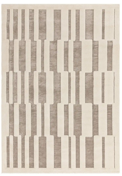 Asiatic valley natural ivory tile Beige, Ivory Living Room Geometric Rug.