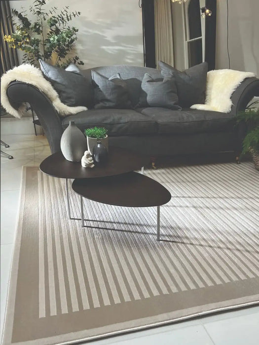 Origins belgrade natural Beige Living Room Geometric Rug.