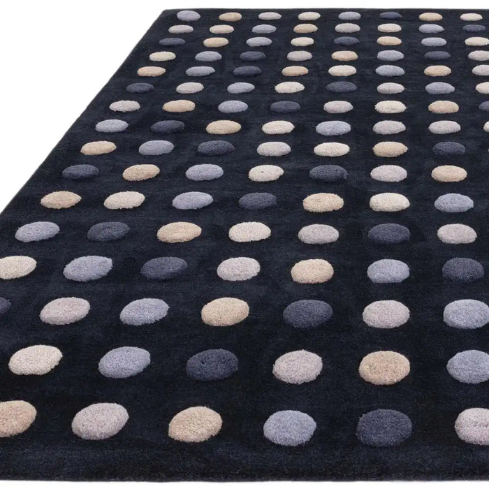 Asiatic dotty navy Blue, Navy Living Room Wool Rug.
