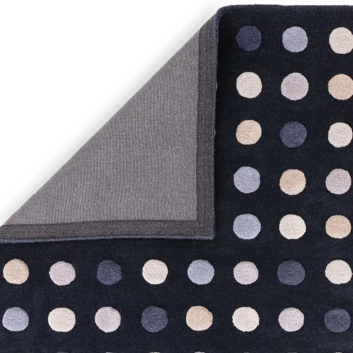 Asiatic dotty navy Blue, Navy Living Room Wool Rug.