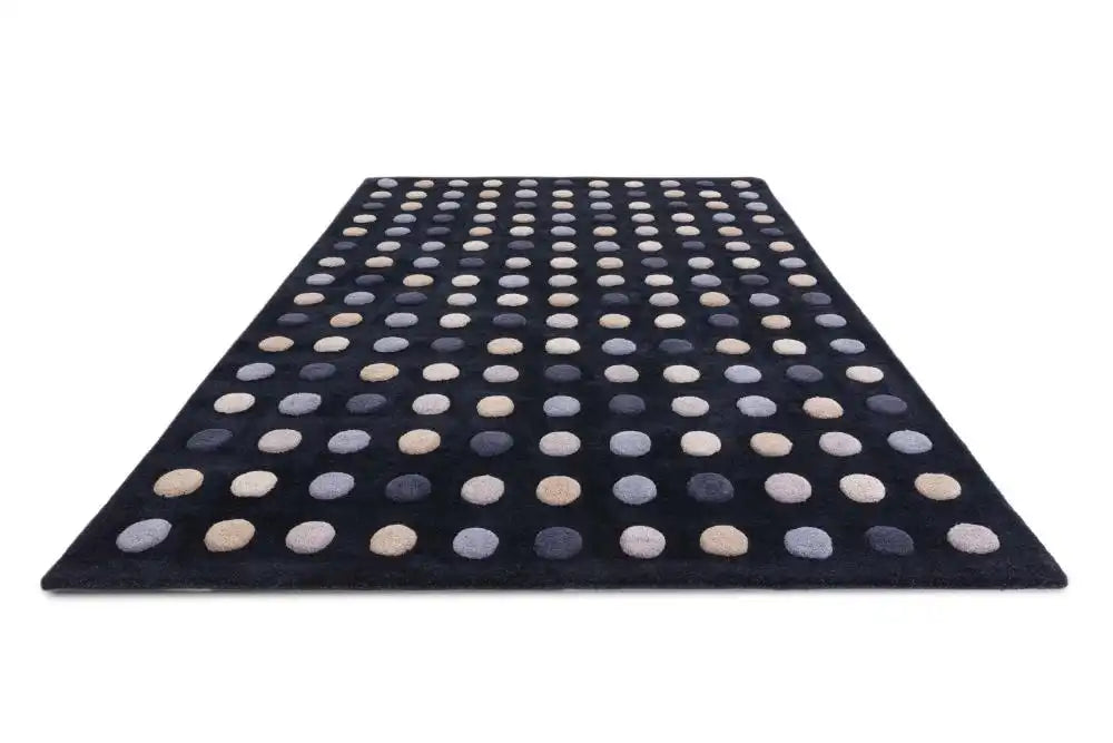 Asiatic dotty navy Blue, Navy Living Room Wool Rug.