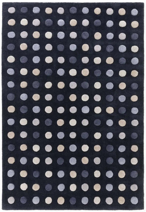 Asiatic dotty navy Blue, Navy Living Room Wool Rug.