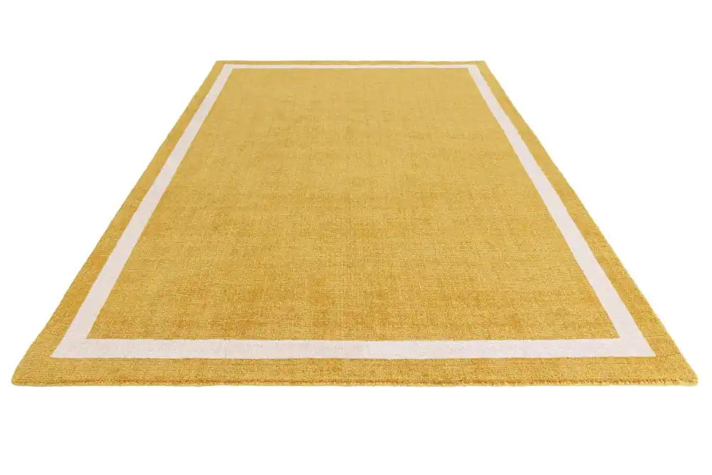 Asiatic albi ochre Yellow Living Room Wool Rug.