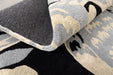 Woven Edge natural world owl Grey, Black Living Room Wool Rug.