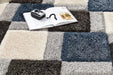 Origins 3d geo shaggy petrol blue Blue Living Room  Rug.
