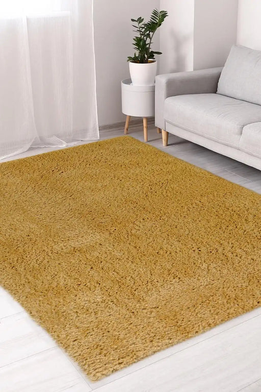 Homemaker snug melrose plain ochre Yellow Living Room Geometric Rug.