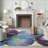 Nourison prismatic prs32 blue gold Blue, Multicoloured Living Room Wool Rug.