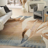 Nourison prismatic prs35 sand Beige Living Room Wool Rug.