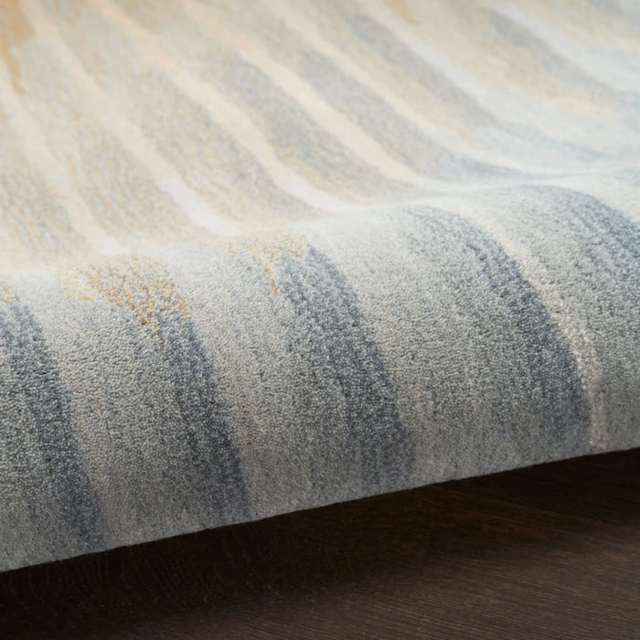 Nourison prismatic prs35 sand Beige Living Room Wool Rug.