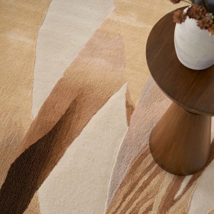 Nourison prismatic prs35 sand Beige Living Room Wool Rug.