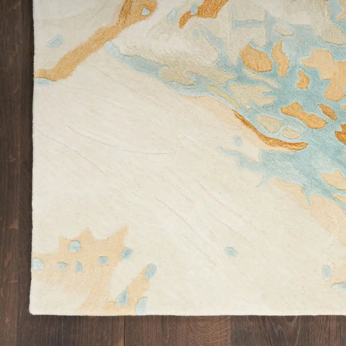 Nourison prismatic prs36 sand blue Brown, Beige Living Room Wool Rug.