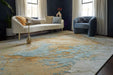 Nourison prismatic prs36 sand blue Brown, Beige Living Room Wool Rug.