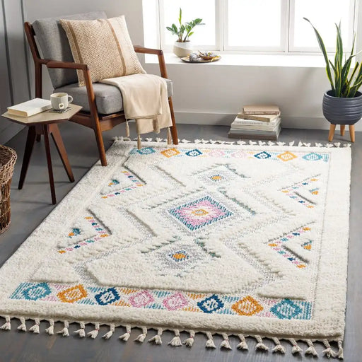 Surya lof pukyu 2301 multicolored Ivory Living Room Shaggy Rug.