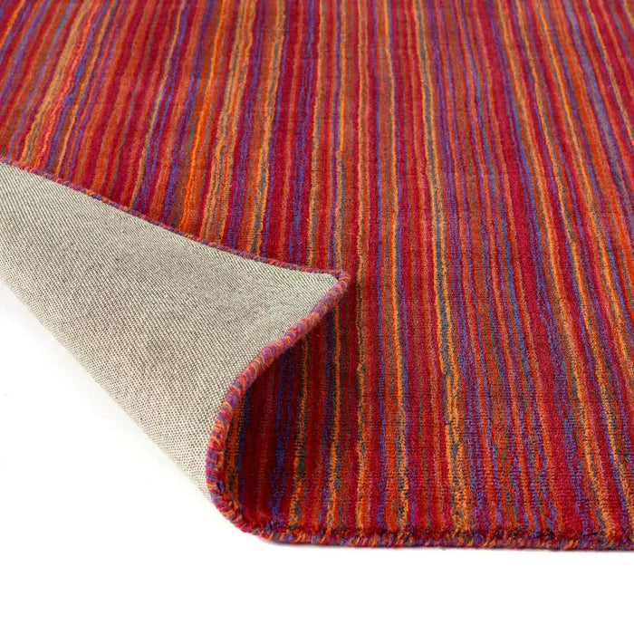 Origins fine stripe purple pink Purple, Pink, Red Living Room Wool Rug.