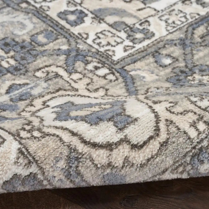 Nourison quarry qua05 ivory blue Blue, Ivory Living Room Moroccan Rug.