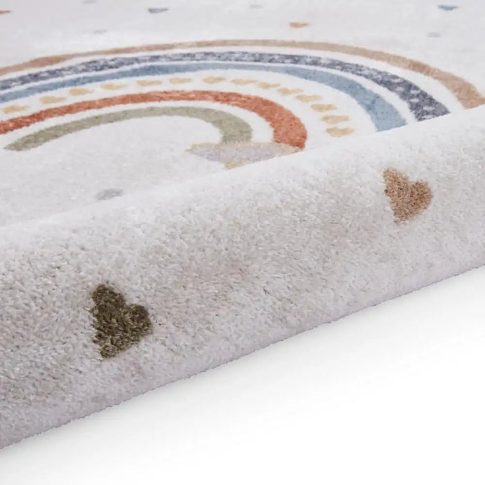 Think Rugs vida washable rainbow Ivory, Multicoloured Bedroom  Washable Rug.
