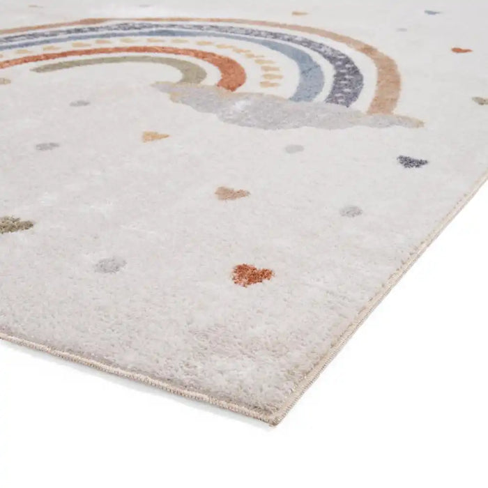 Think Rugs vida washable rainbow Ivory, Multicoloured Bedroom  Washable Rug.