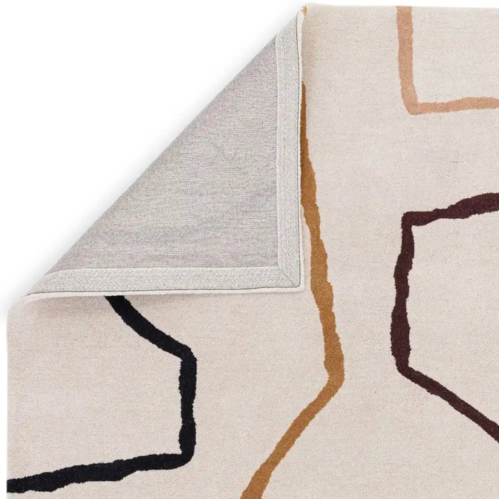 Asiatic reef rf22 linear multi Cream Living Room Wool Rug.