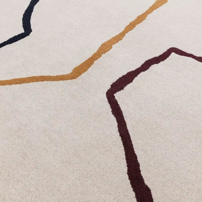 Asiatic reef rf22 linear multi Cream Living Room Wool Rug.