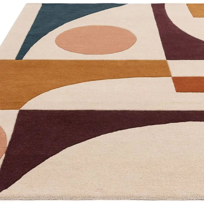 Asiatic reef rf23 connect multi Multicoloured, Cream Living Room Wool Rug.