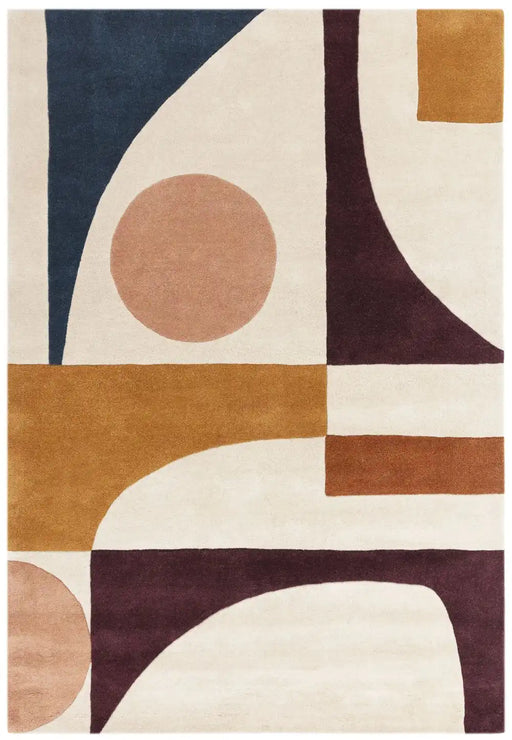Asiatic reef rf23 connect multi Multicoloured, Cream Living Room Wool Rug.