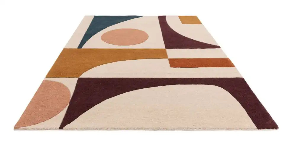 Asiatic reef rf23 connect multi Multicoloured, Cream Living Room Wool Rug.