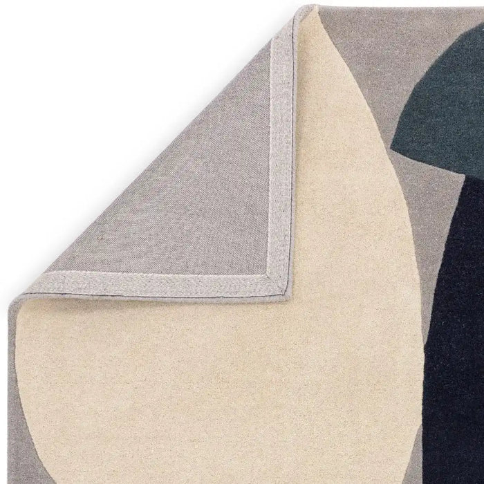 Asiatic reef rf25 mid century teal Grey, Multicoloured Living Room Wool Rug.