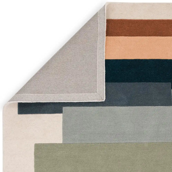 Asiatic reef rf32 stacks green Multicoloured, Cream Living Room Wool Rug.