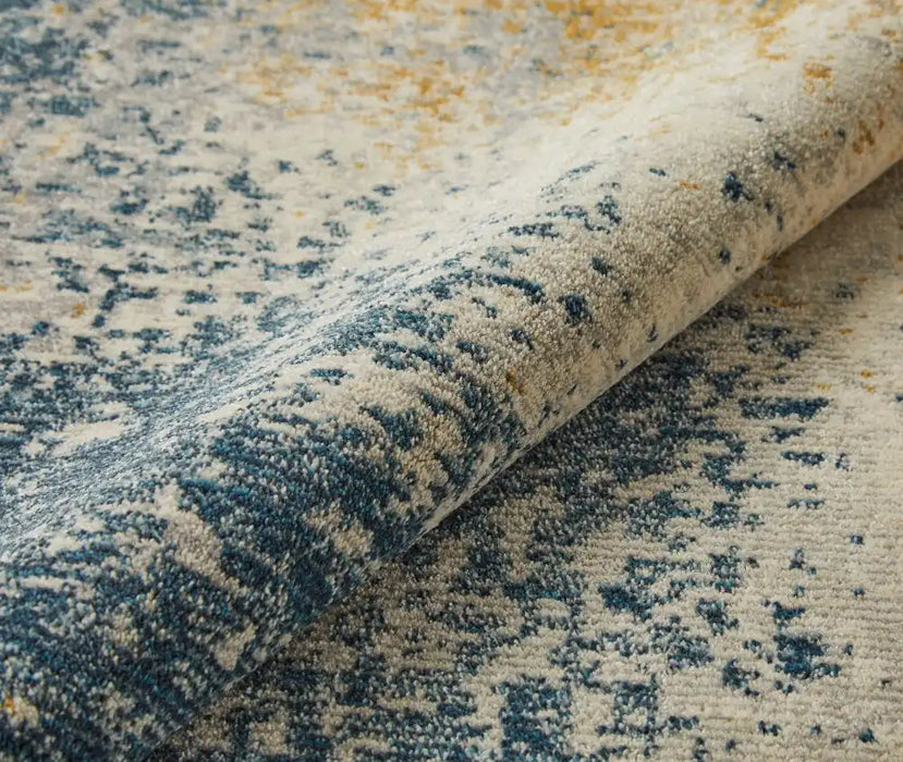 Nourison rossa ros13 light blue gold Blue, Multicoloured, Orange Living Room  Rug.