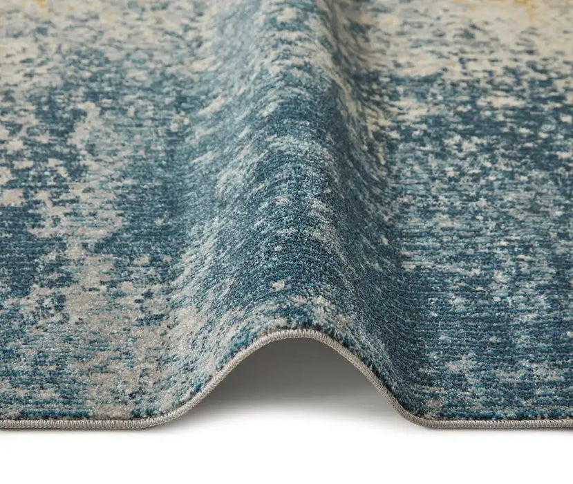 Nourison rossa ros13 light blue gold Blue, Multicoloured, Orange Living Room  Rug.