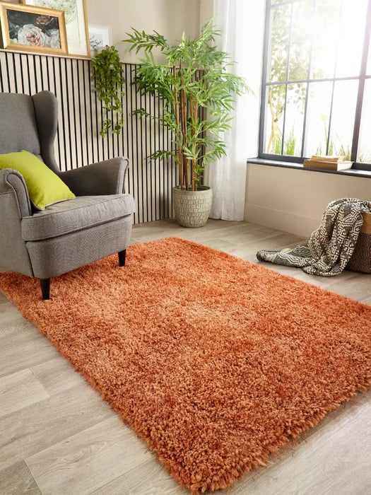 Origins chicago rust Orange Living Room Shaggy Rug.