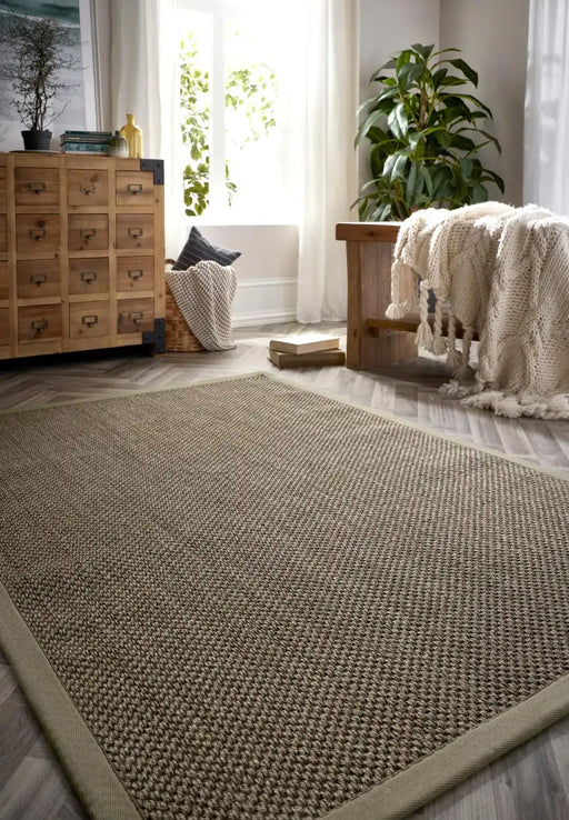 Origins origins sisal sage green with sage green border Green Living Room Natural Fibre Rug.