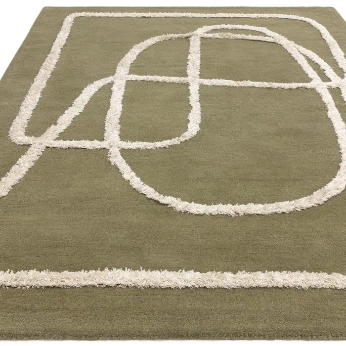 Asiatic infinity sage Green Living Room Wool Rug.