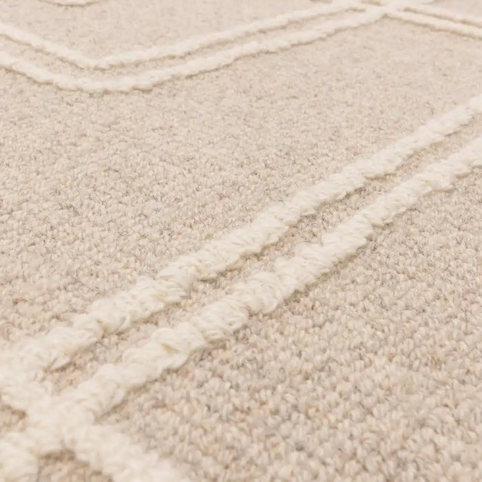 Asiatic ada sand Beige Living Room Wool Rug.
