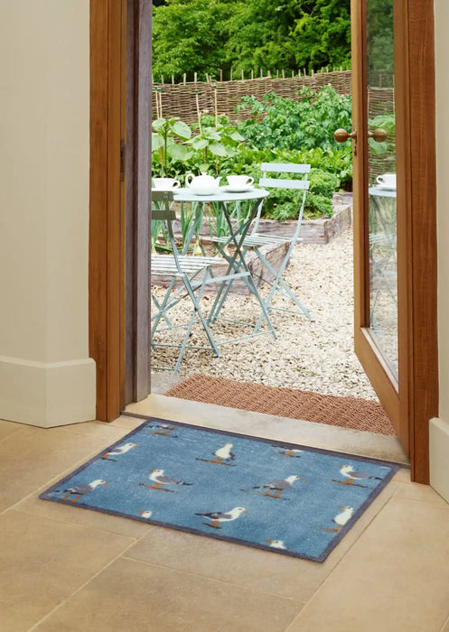 Turtle Mat sanderson home shore birds blue Blue Outdoor  Washable Rug.