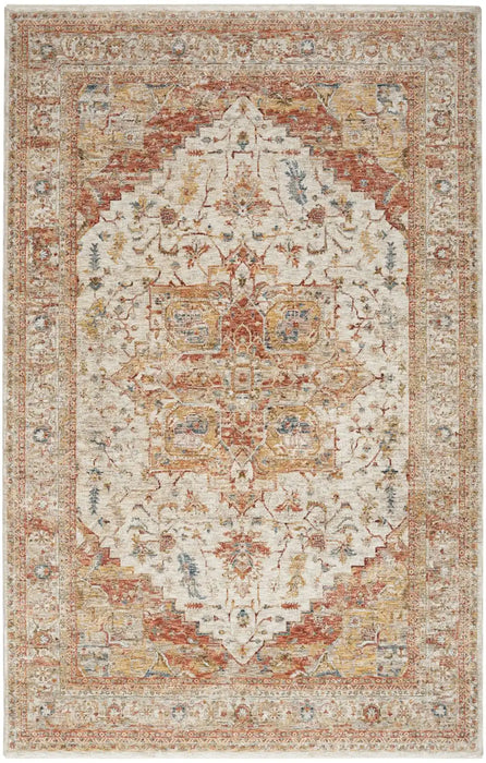 Nourison sahar shr06 ivory rust Ivory, Orange Living Room Moroccan Rug.