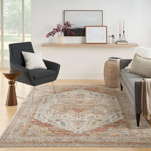 Nourison sahar shr06 ivory rust Ivory, Orange Living Room Moroccan Rug.