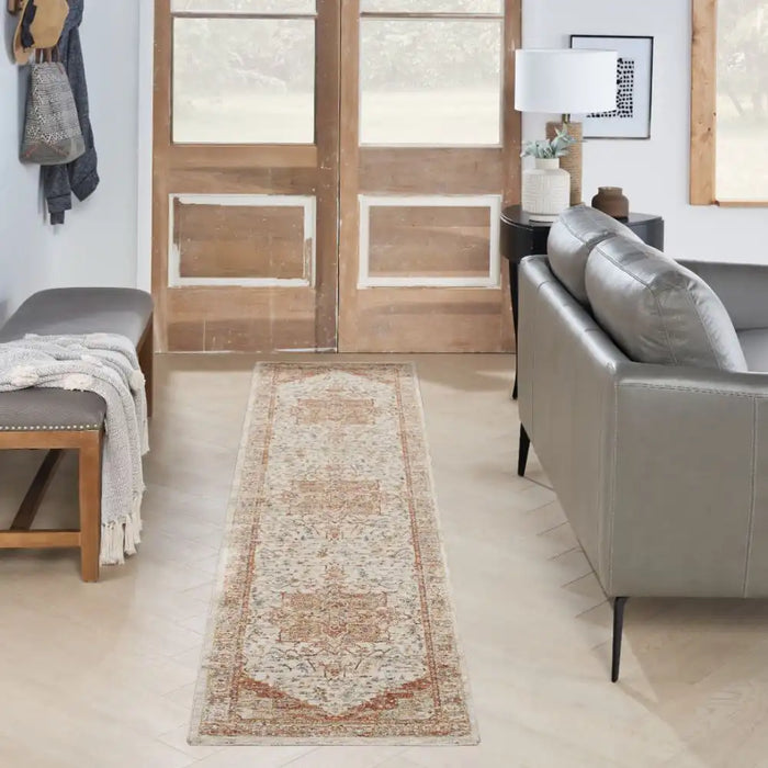 Nourison sahar shr06 ivory rust Ivory, Orange Living Room Moroccan Rug.