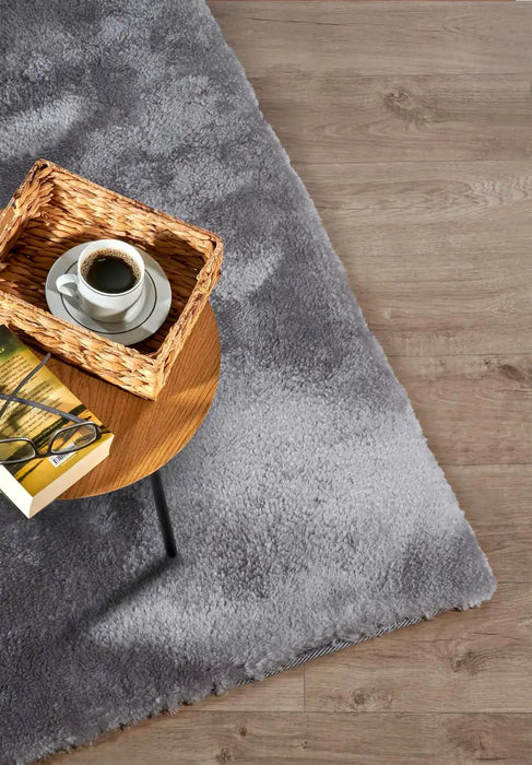 Elle Decoration elle cosy silver Grey Living Room Shaggy Rug.