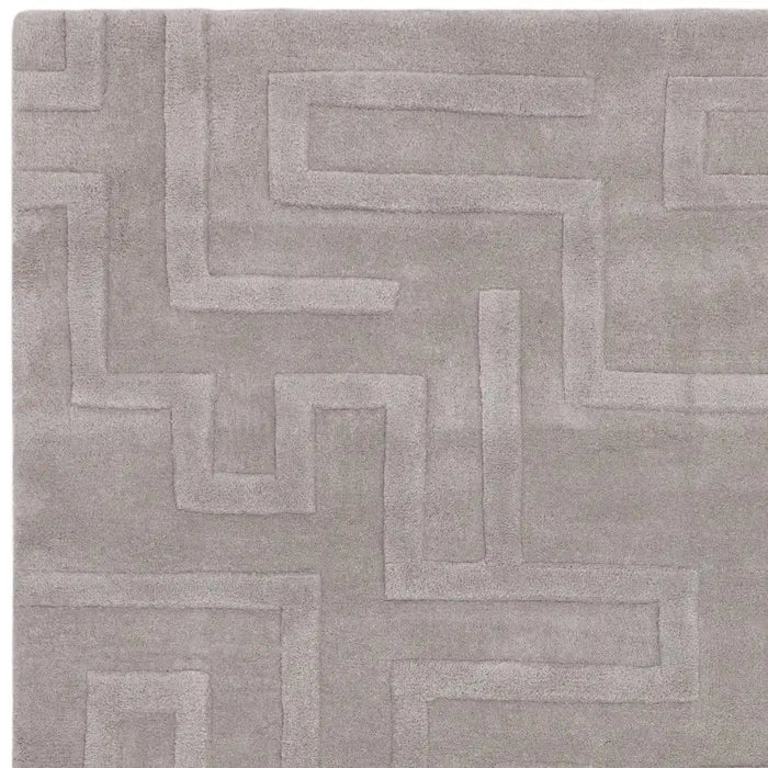 Asiatic maze asiatic silver Grey Living Room Wool Rug.