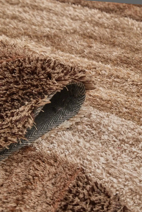 Rug Style 3d ultimate shaggy stella brown Brown, Beige Living Room Geometric Rug.