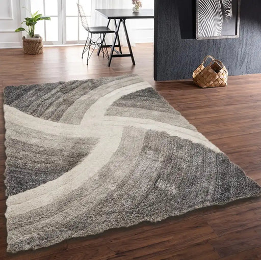 Rug Style 3d ultimate shaggy stella grey Grey Living Room Geometric Rug.