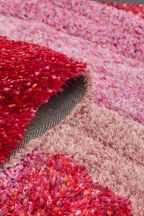 Rug Style 3d ultimate shaggy stella pink Pink Living Room Geometric Rug.