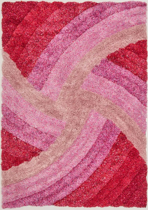Rug Style 3d ultimate shaggy stella pink Pink Living Room Geometric Rug.